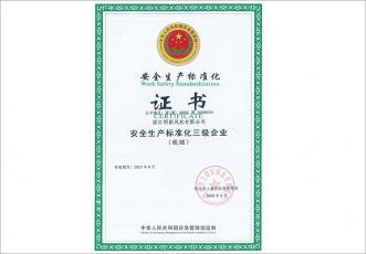 三級安全標(biāo)準(zhǔn)化證書